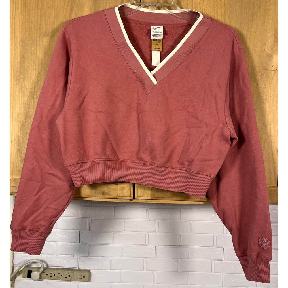 Pink Victoria's Secret Sweatshirt Women S Rose V-Neck Cropped Fleece Pullover